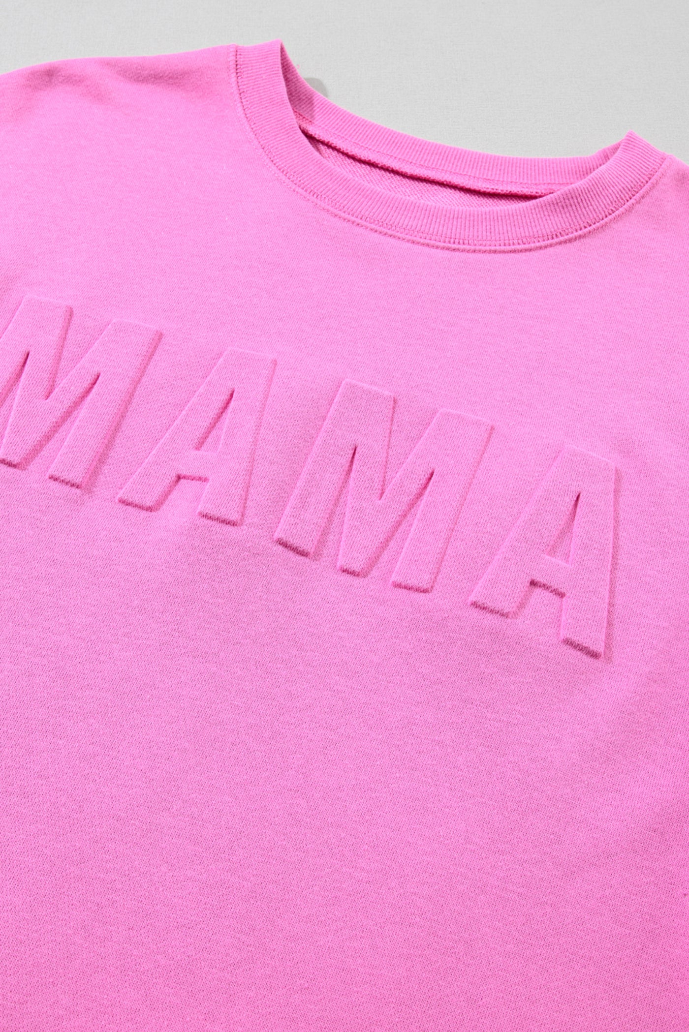 Bright Pink MAMA Letter Embossed Casual Sweatshirt