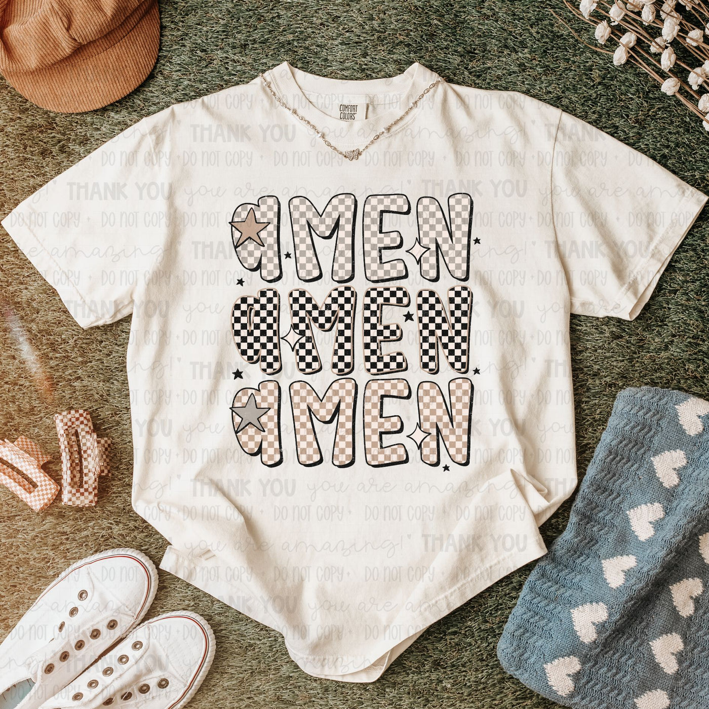 Beige Checkered Amen