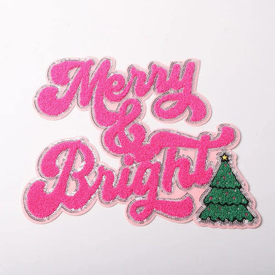 Merry Christmas Tree Chenille Patch