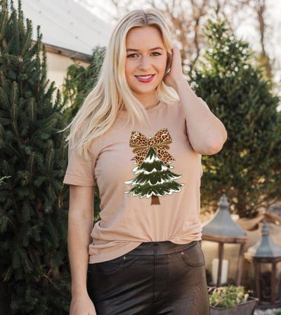 Leopard Bow Christmas Tree - PRE-MADE GANG SHEET