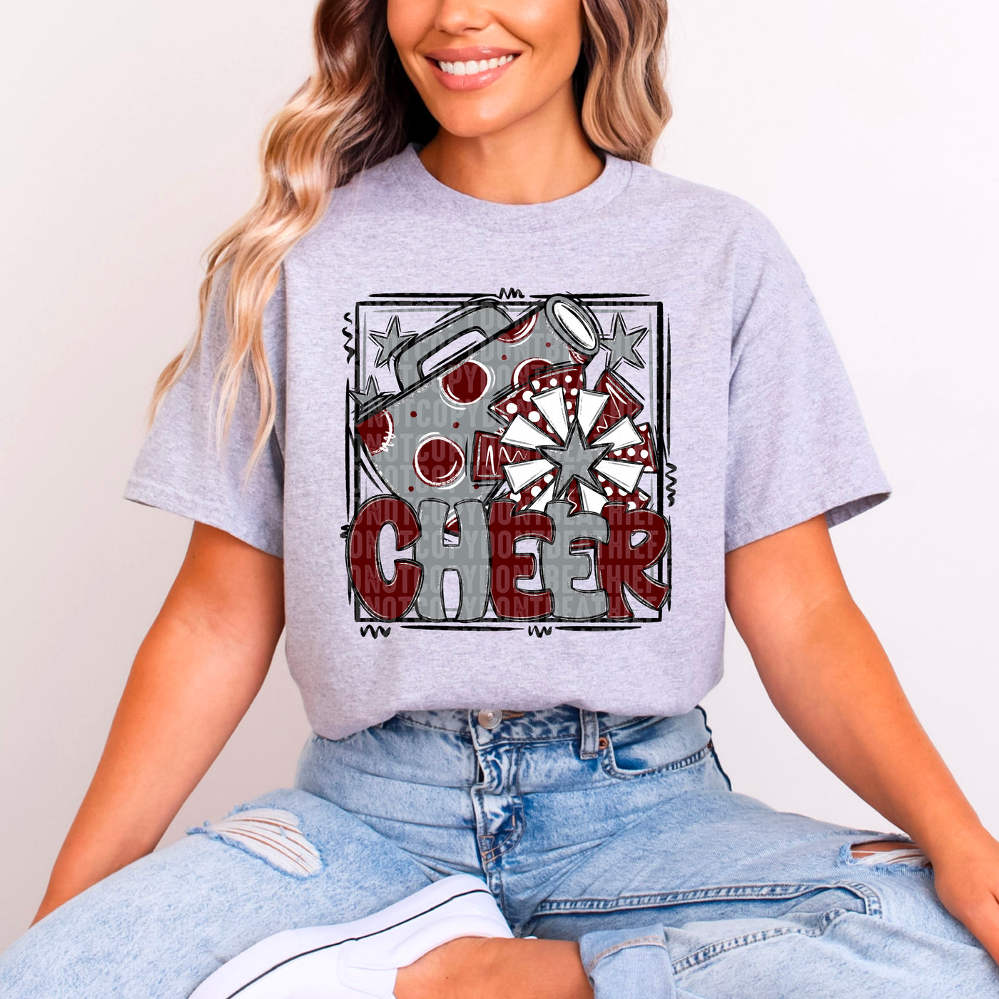 Cheer - Burgundy & Grey - w/ Frame