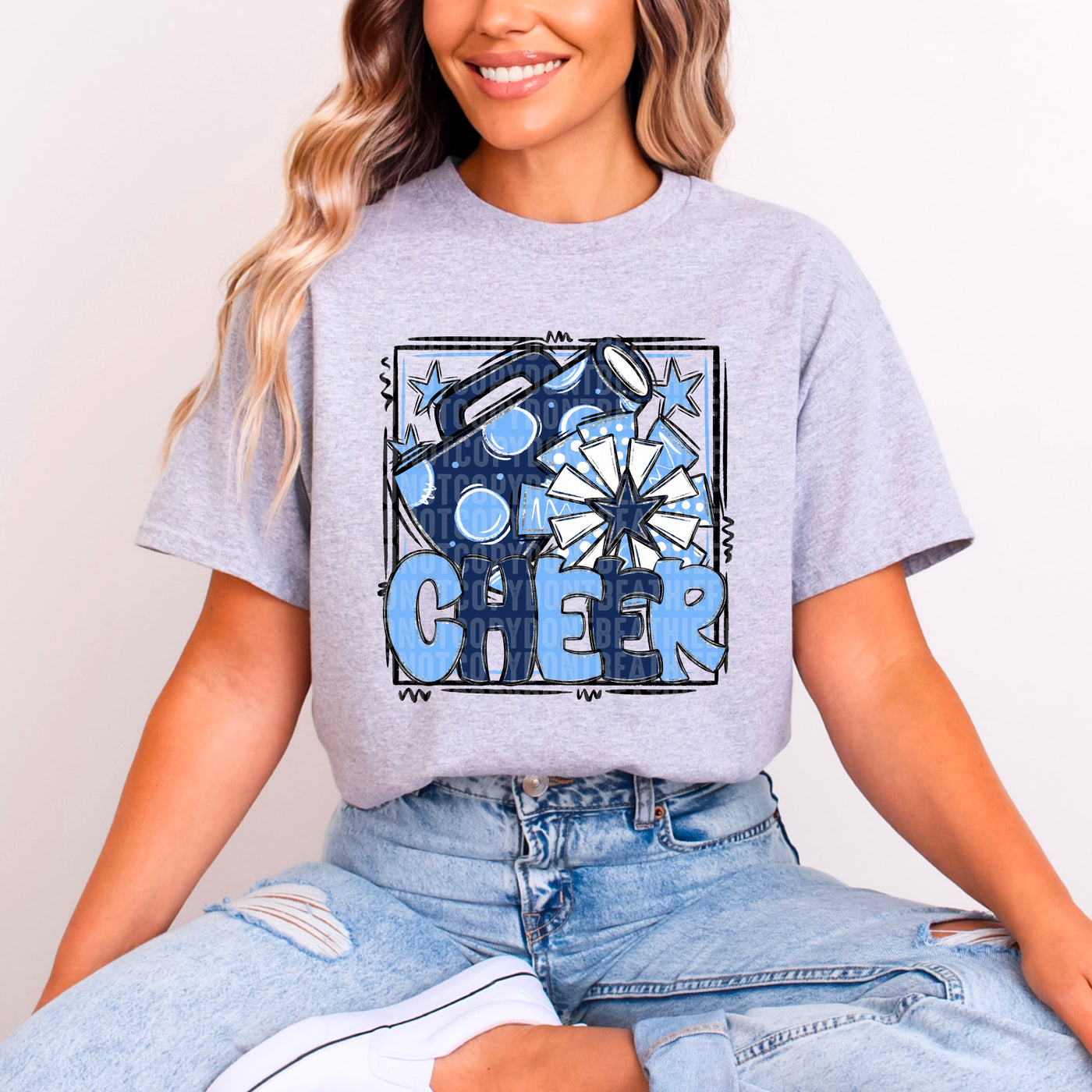 Cheer - Light Blue & Navy - w/ Frame