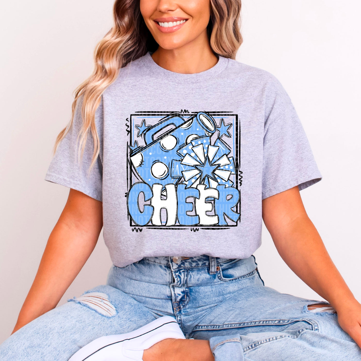 Cheer - Light Blue & White - w/ Frame