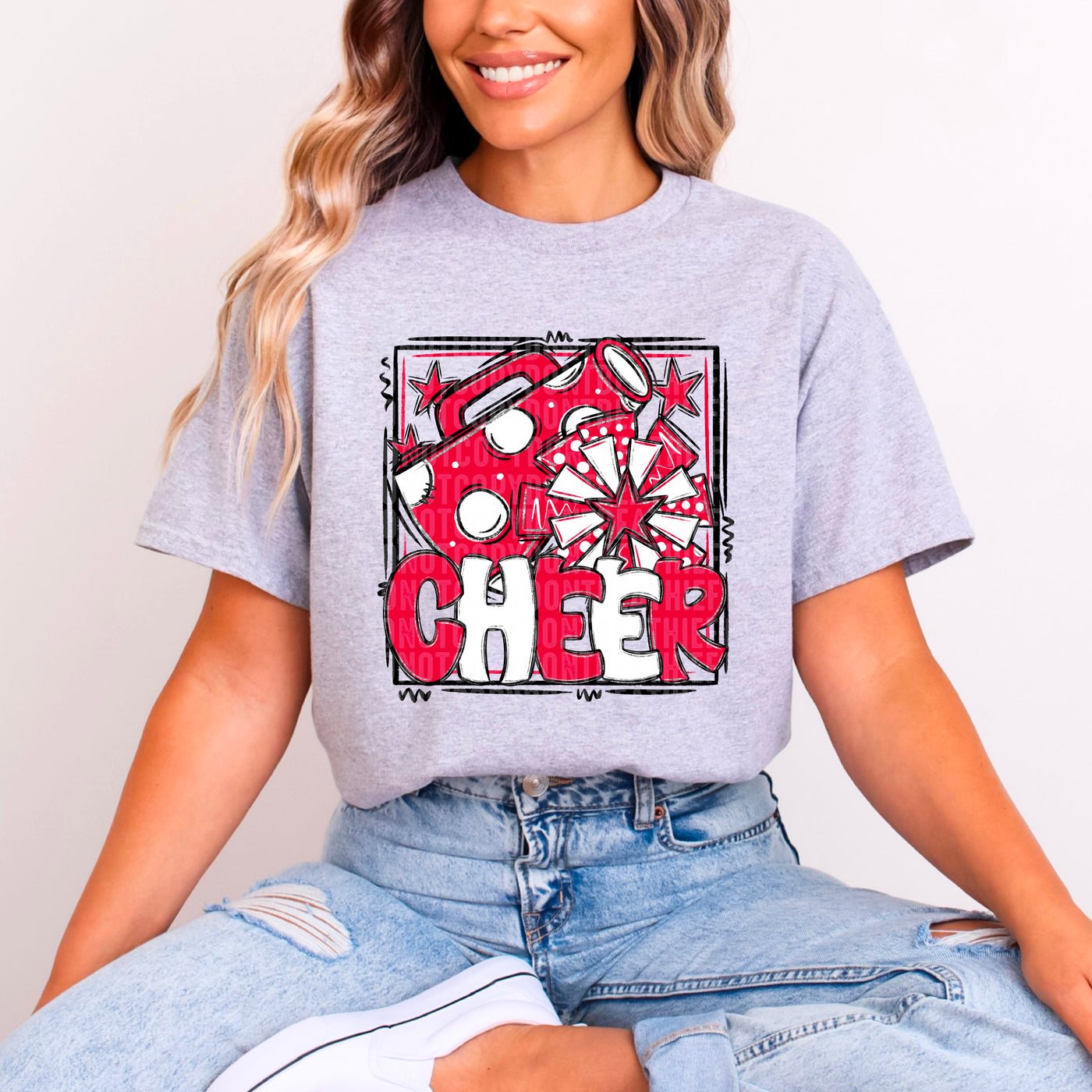 Cheer - Red & White - w/ Frame