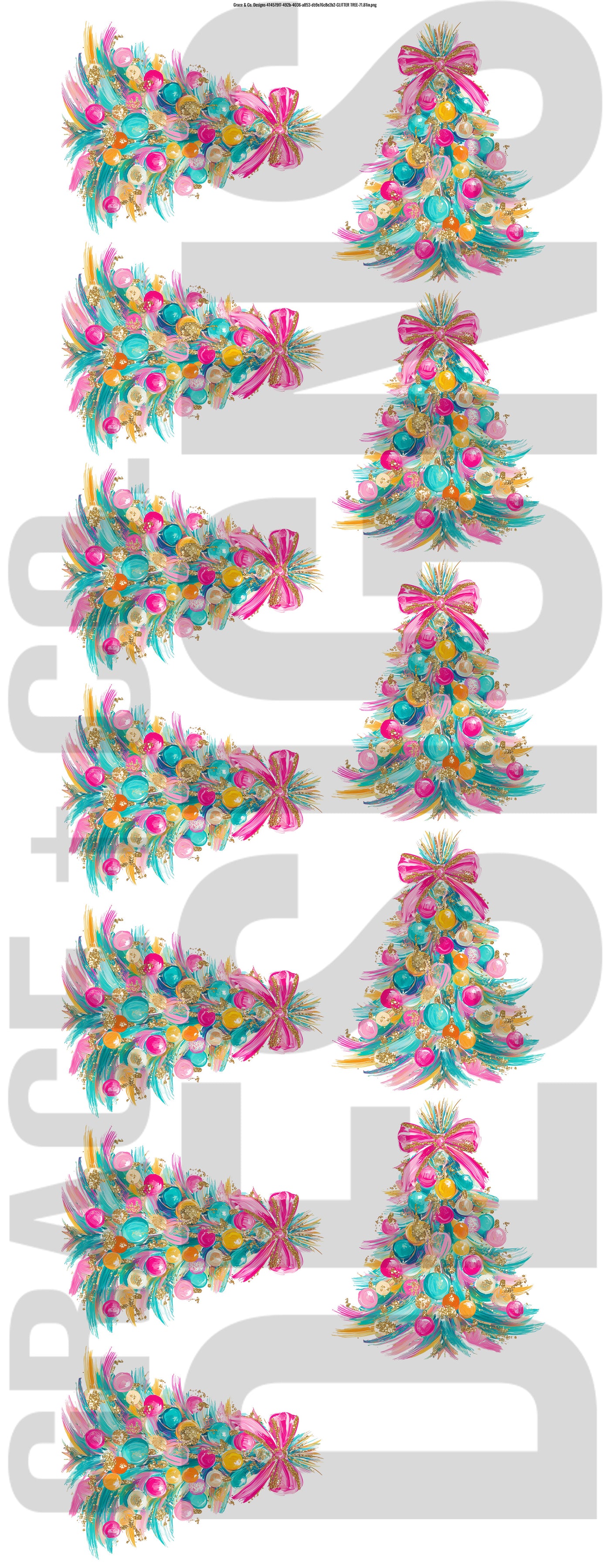 Preppy Faux Glitter Christmas Tree  - Pre-made gang sheet