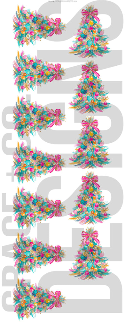 Preppy Faux Glitter Christmas Tree  - Pre-made gang sheet