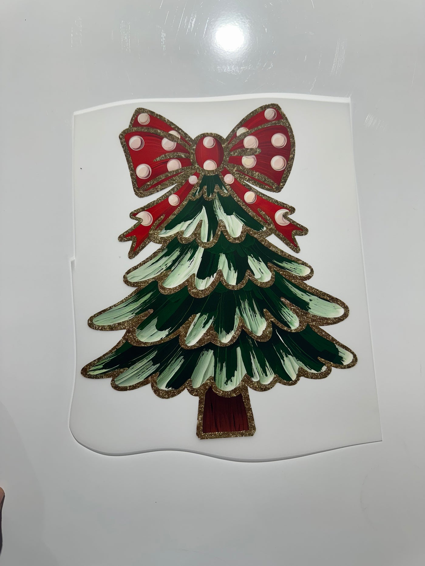 Red Polka Dot Bow Christmas Tree - PRE-MADE GANG SHEET