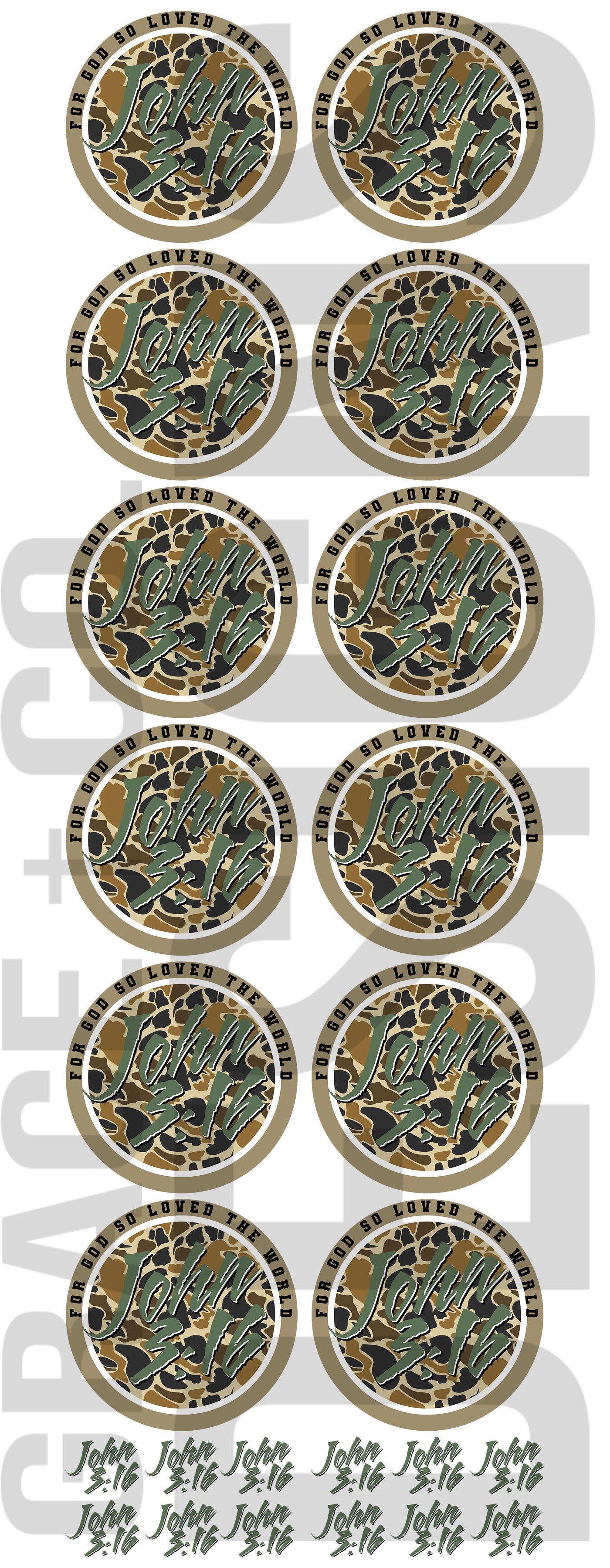John 3:16 Camo - Pre-made Gang sheet