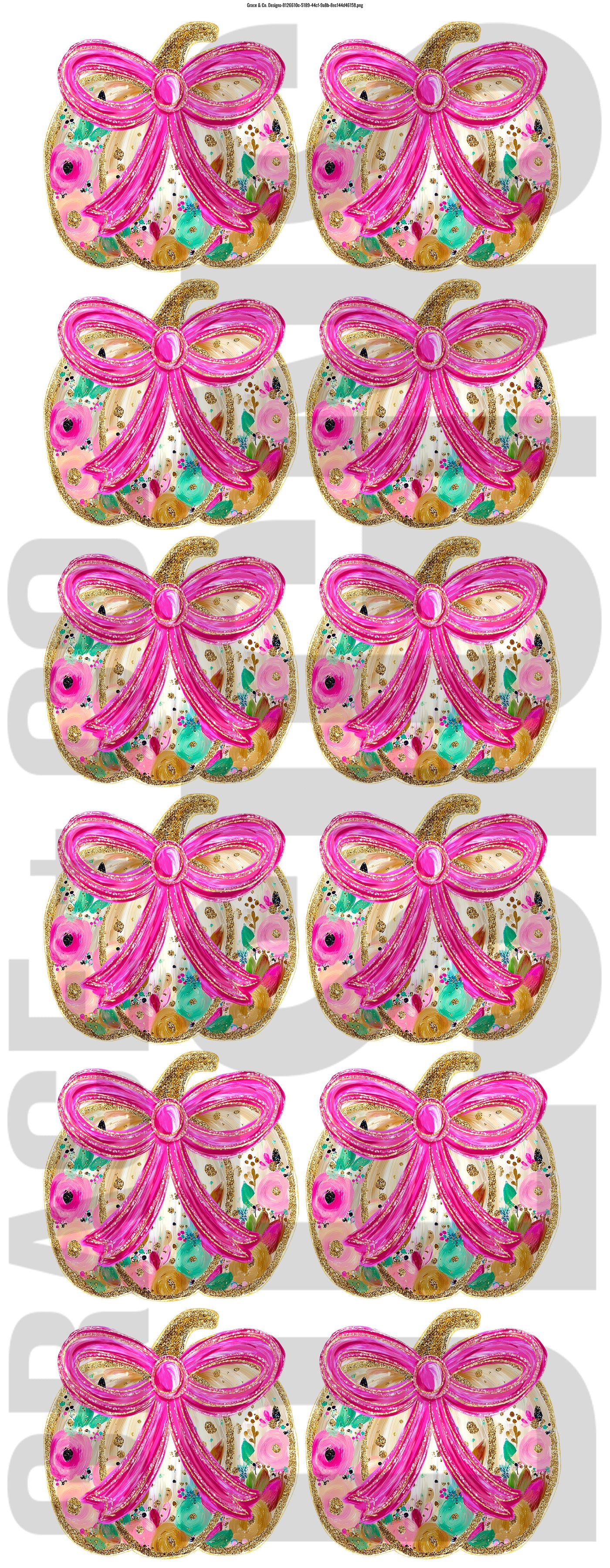 Glitter Bow Pumpkin - Pre-made Gang Sheet