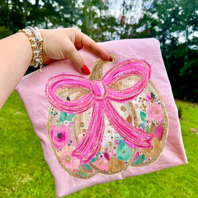 Glitter Bow Pumpkin - Pre-made Gang Sheet