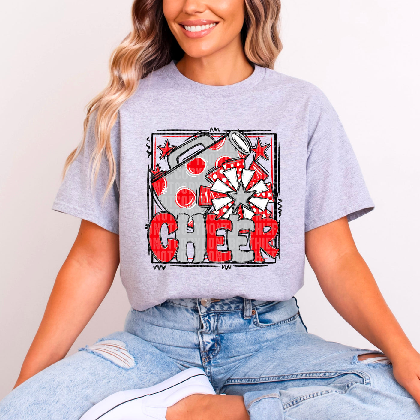 Cheer - Red & Gray - w/ Frame