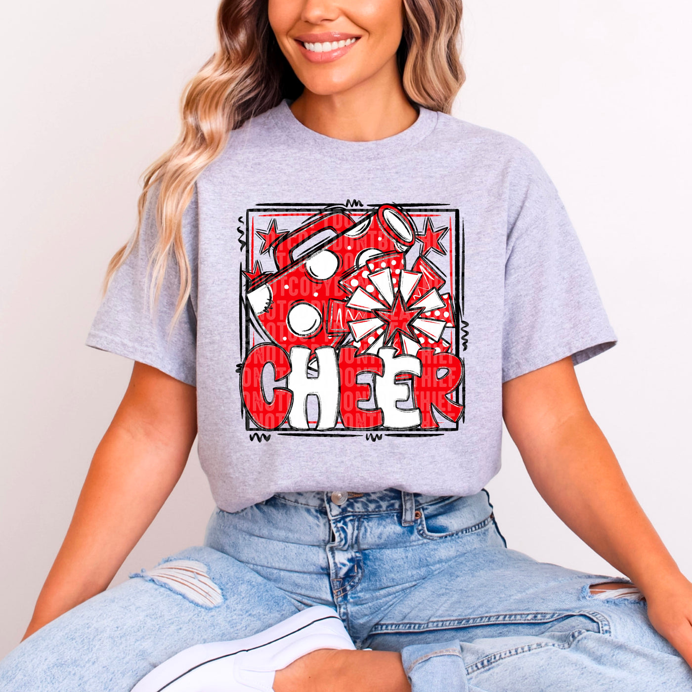 Cheer - Red & White - w/ Frame