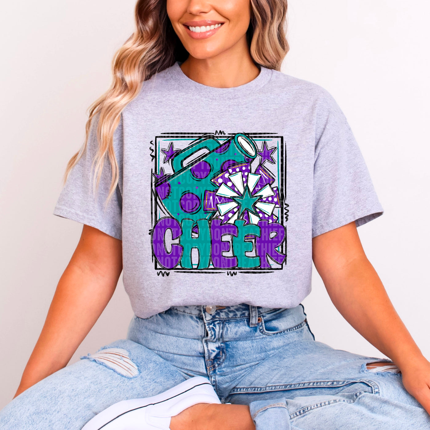 Cheer - Teal & Purple - w/ Frame