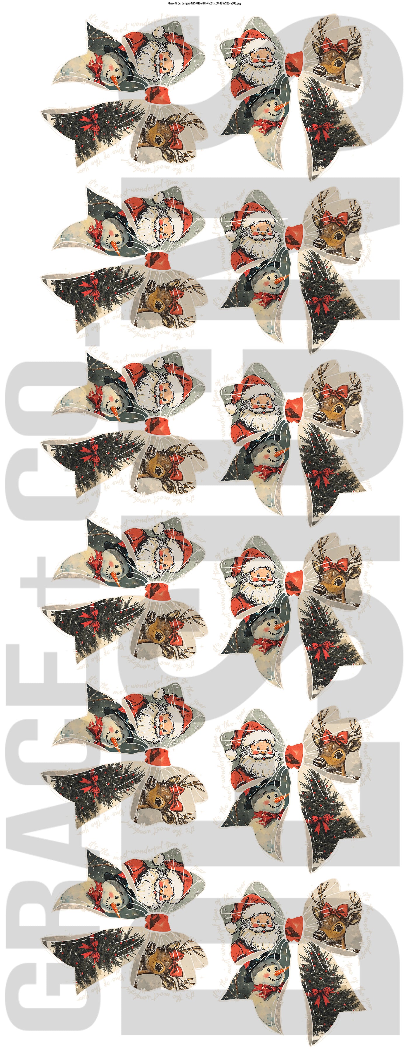 Vintage Christmas Bow - Pre-made Gang Sheet