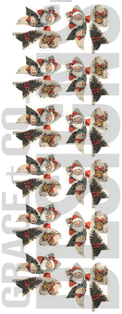 Vintage Christmas Bow - Pre-made Gang Sheet