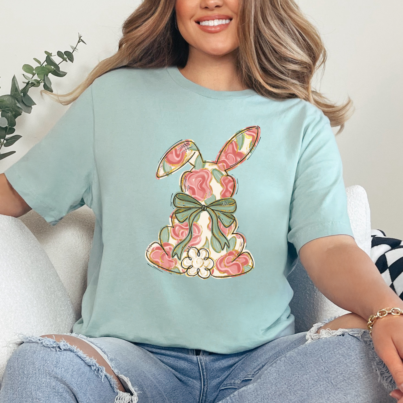 Painted Floral Bunny
