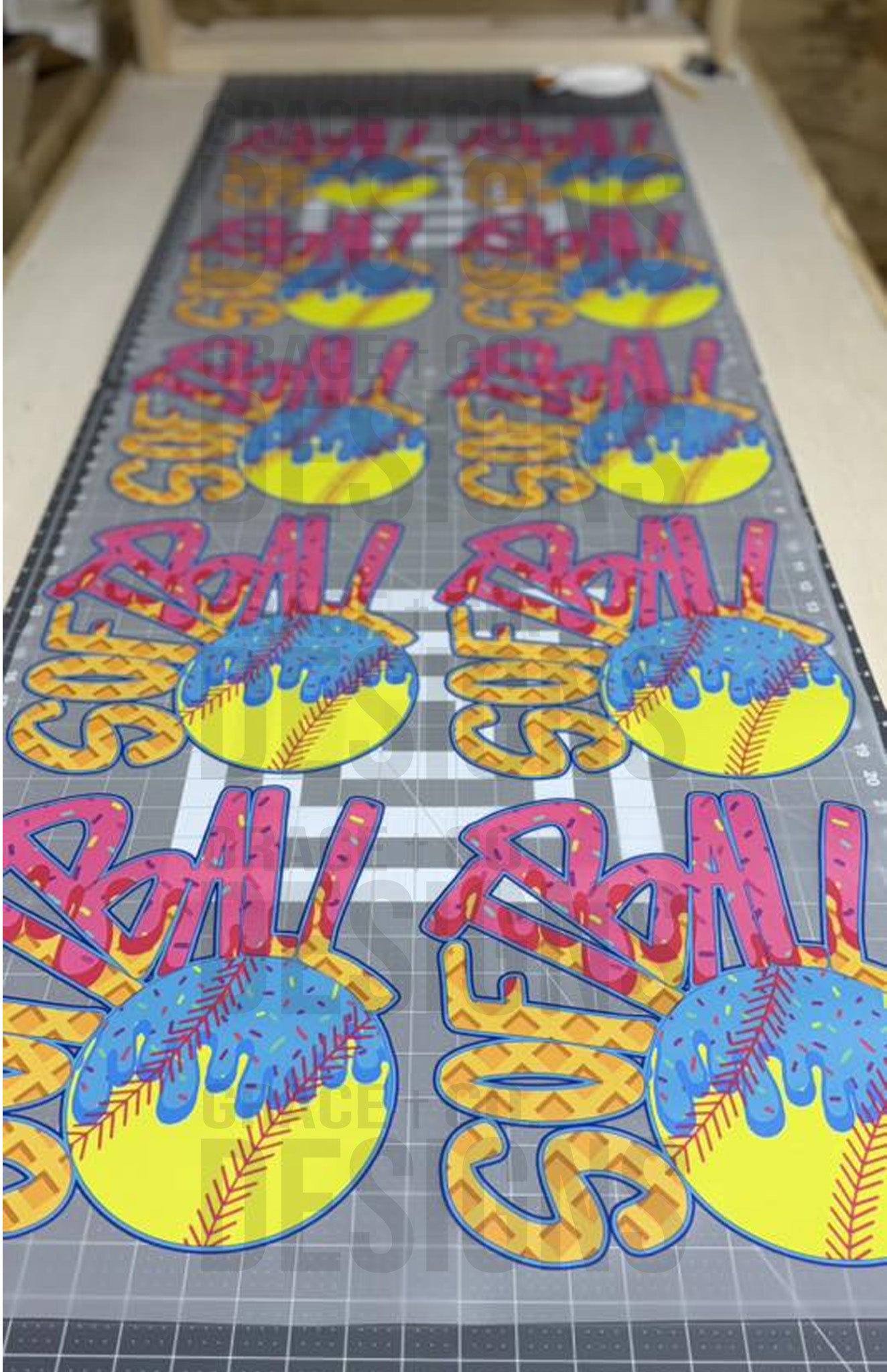 Softball Ice Cream Drip - PREMADE GANG SHEET