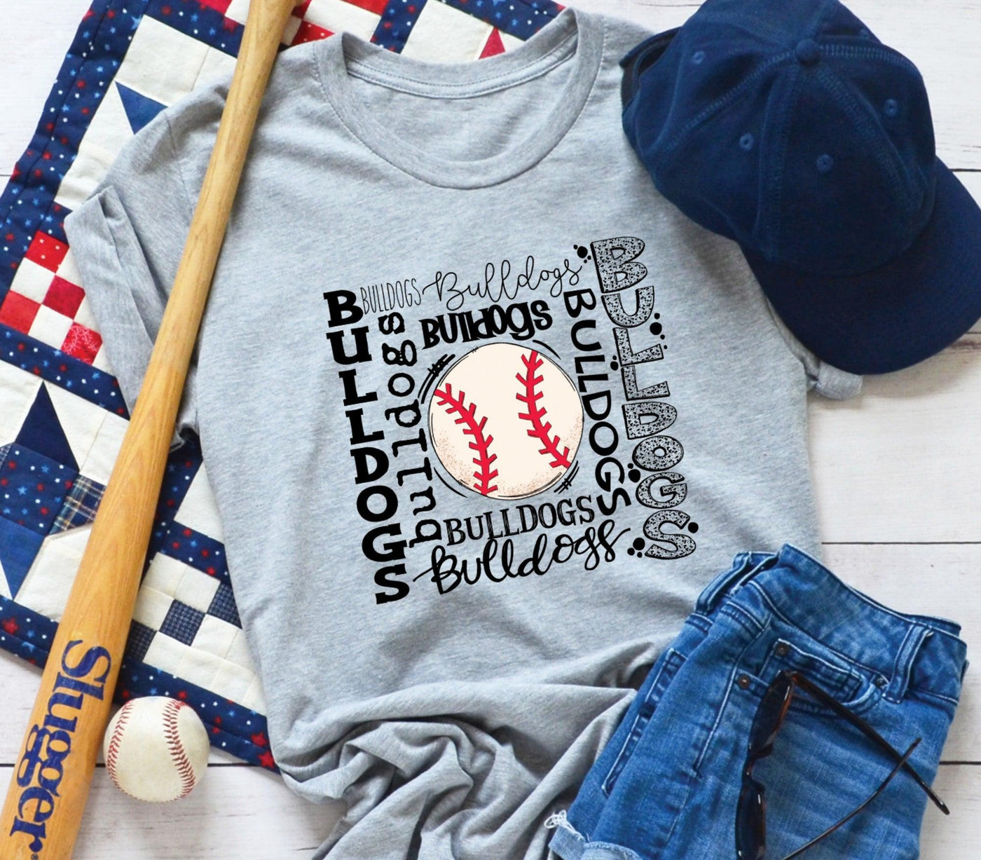 Bulldogs Baseball Typography - Grace & Co. Designs 