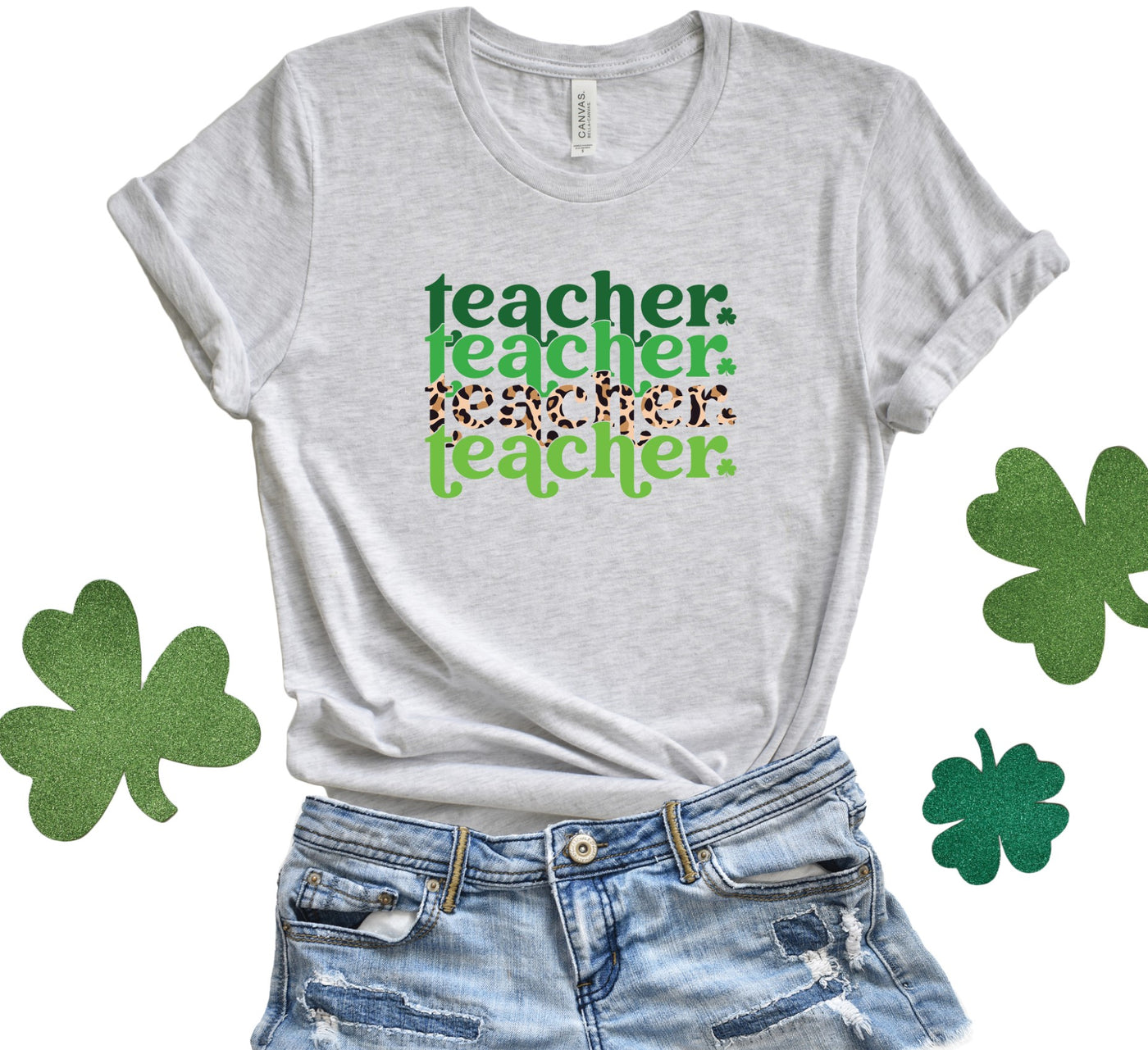 Teacher Leopard Shamrock