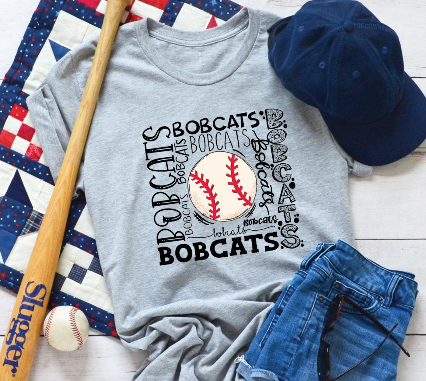 Bobcats Baseball Typography - Grace & Co. Designs 