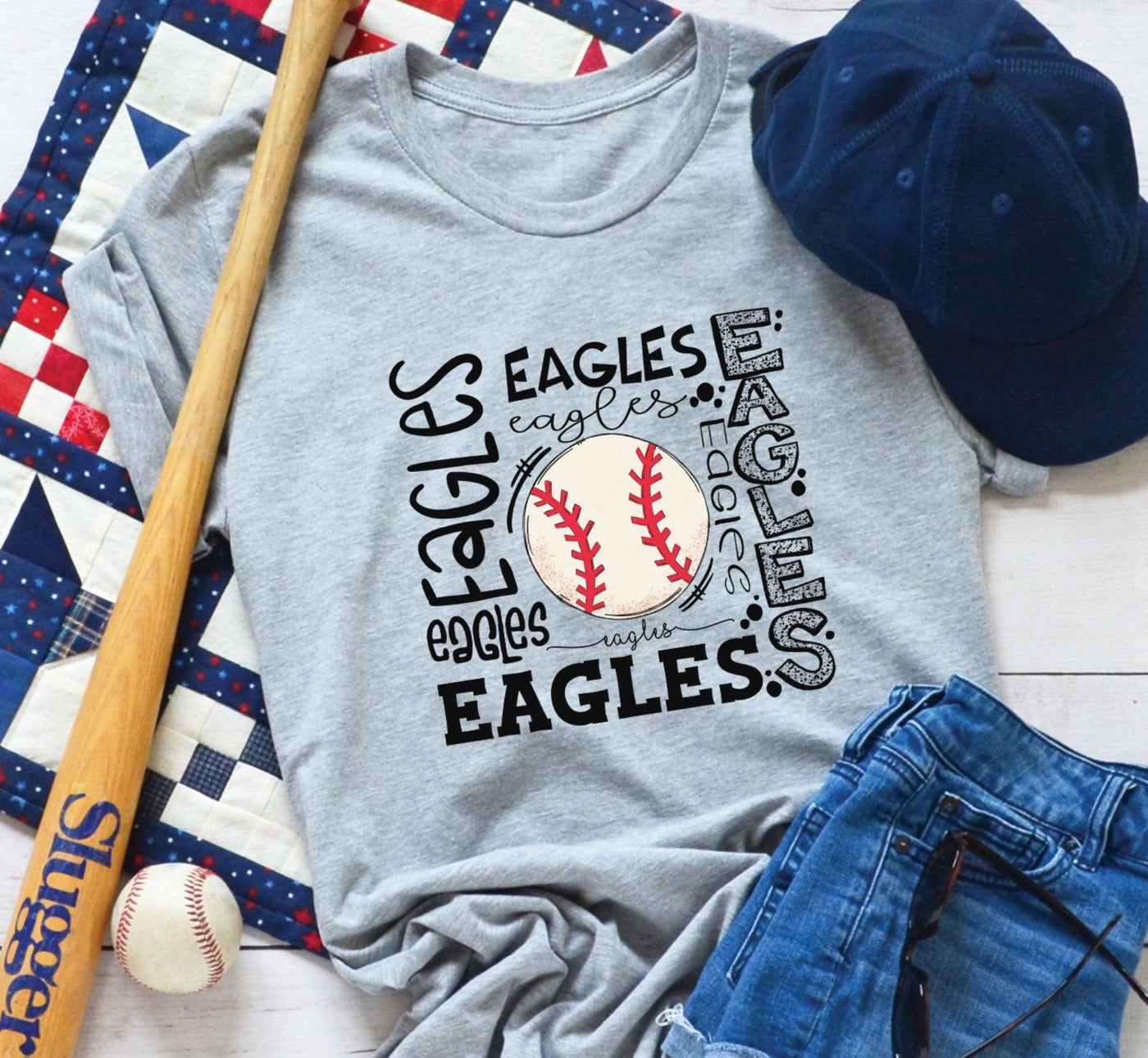 Eagles Baseball Typography - Grace & Co. Designs 
