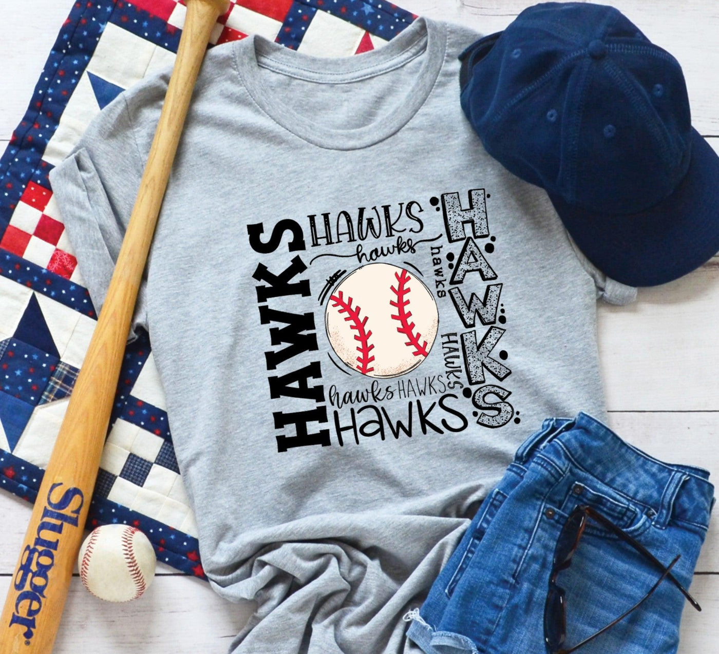 Hawks Baseball Typography - Grace & Co. Designs 