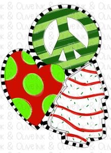 Peace Love Christmas Tree Cakes