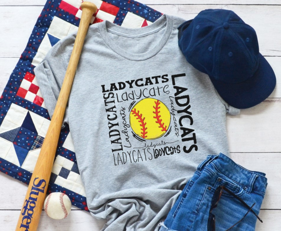 Lady Cats Softball Typography