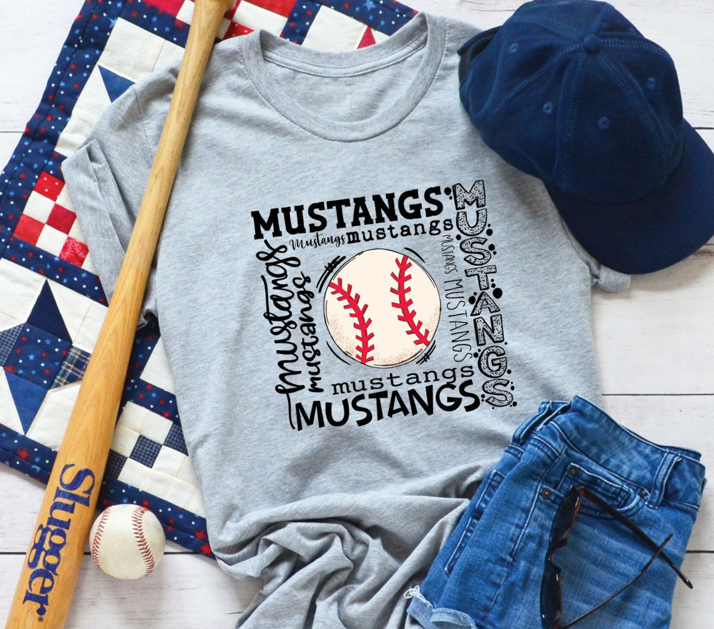 Mustangs Baseball Typography