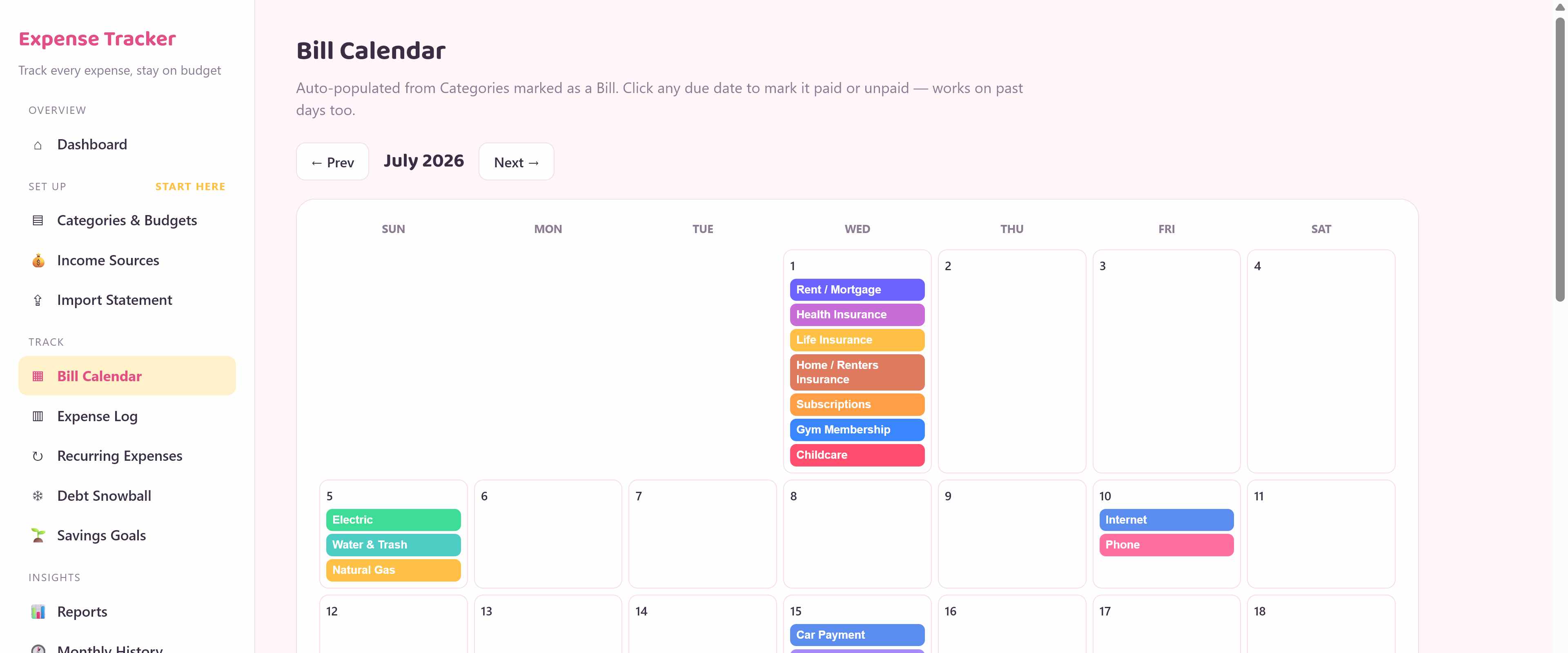 Bill calendar preview